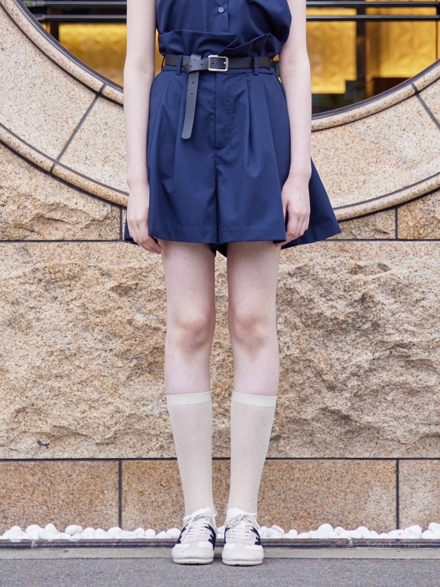 High waist volume short pants ネイビー size:M model:170cm ALICE