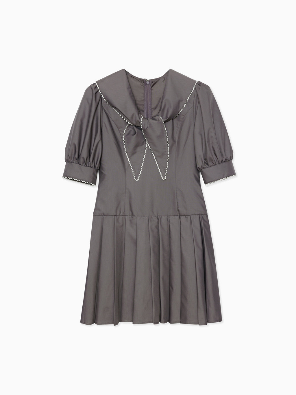Low waist pleated mini dress グレー