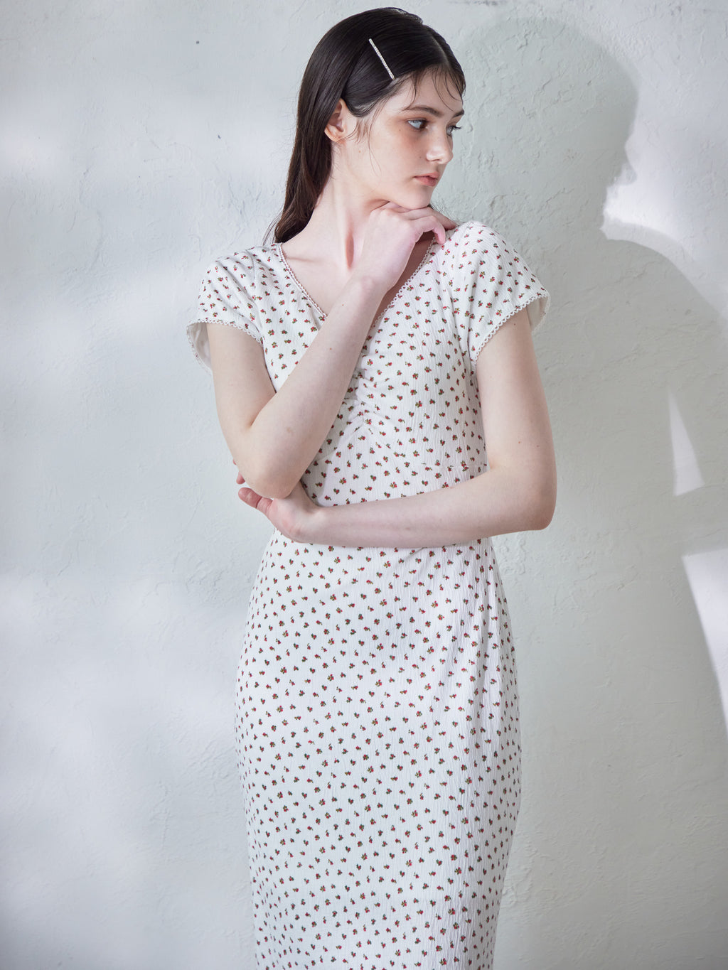 Back open print cut dress ホワイト size:M model:170cm ALICE