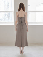 Ribbon embroidered satin cami dress モカ size:M model:173cm DASHA.G