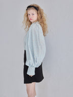 Many ribbon volume sleeve blouse ブルー size:M model:173cm Olesia