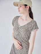 Back open print cut dress ブラウン size:M model:170cm ALICE