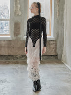 Shiny lace tiered skirt ピンク size:M model:173cm DASHA.G