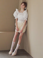 Sheer jacquard off shoulder blouse ホワイト size:M model:175cm MARTA