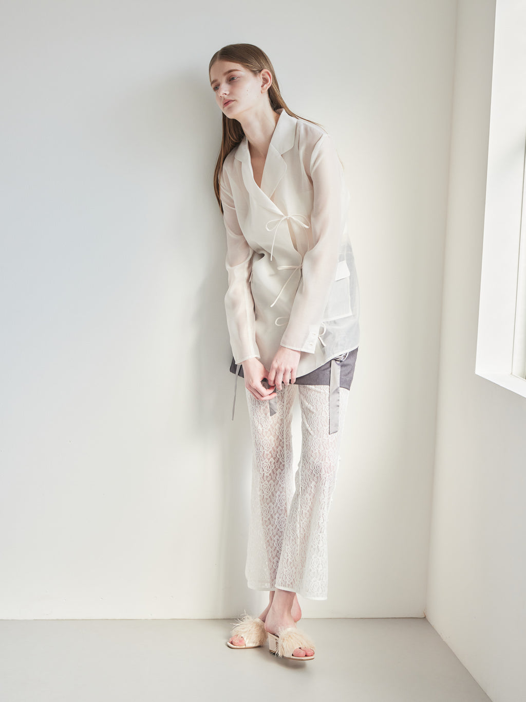 Heart trimming lace pants ホワイト size:M model:174cm LERA