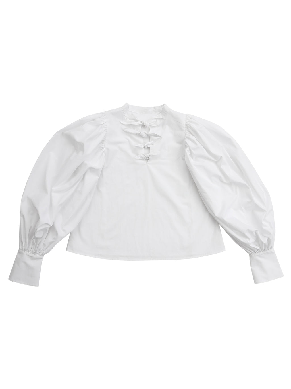Many ribbon volume sleeve blouse ホワイト