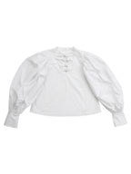 Many ribbon volume sleeve blouse ホワイト
