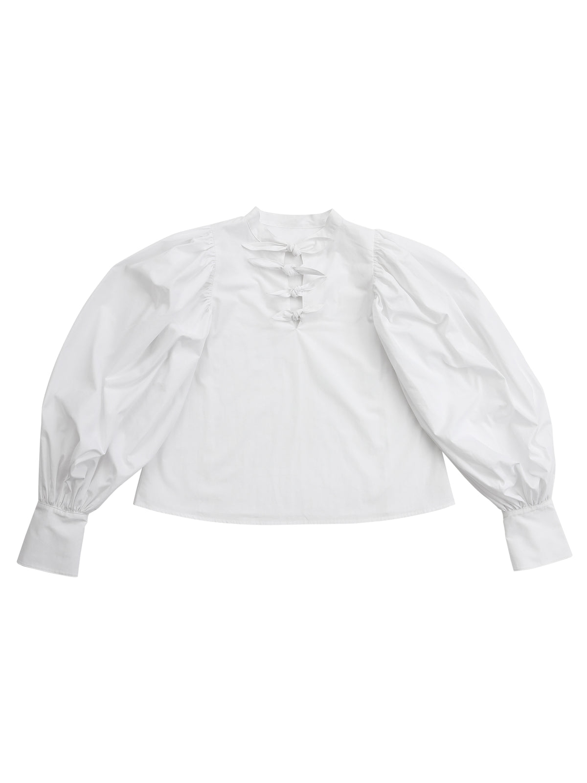 Many ribbon volume sleeve blouse ホワイト