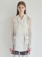 Ribbon sheer jacket アイボリー size:M model:174cm LERA