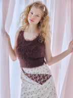Back open shaggy knit tank top ブラウン size:M model:173cm Olesia