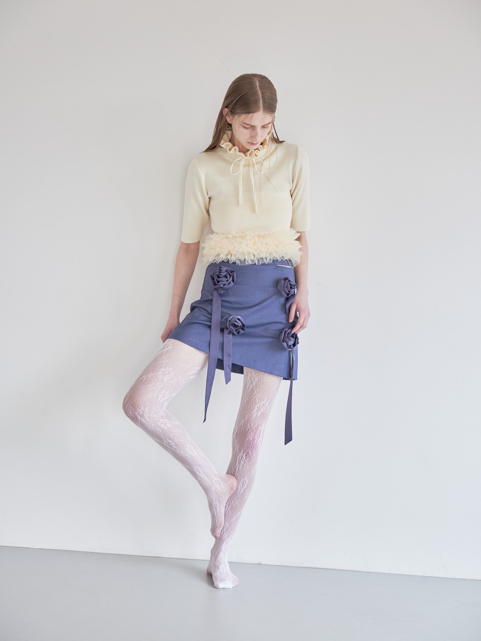 Rose mini skirt ブルー size:M model:174cm LERA