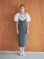 embroidered scarf dress グレー size:M model:174cm LERA
