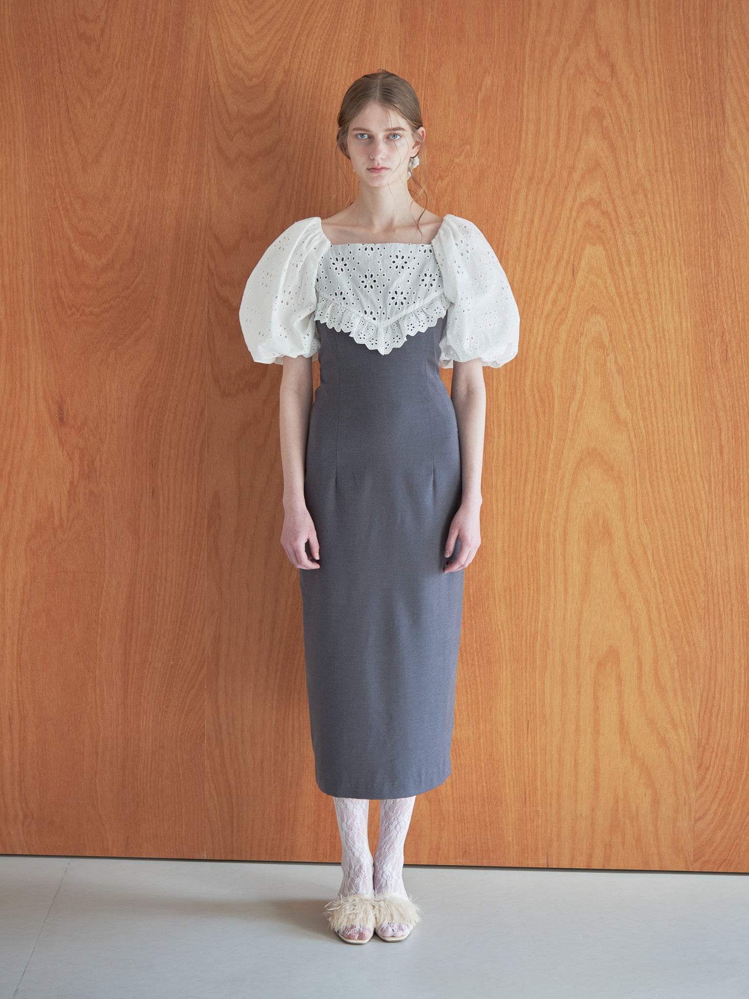 embroidered scarf dress グレー size:M model:174cm LERA