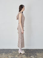 Rose knit hoodie dress モカ size:M model:172cm GINEVRA