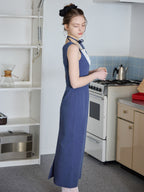 Ribbon waist dress ブルー size:M model:171cm ANIUTA