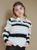 Balloon hem rugby shirt ブラック size:M model:174cm KATERYNA
