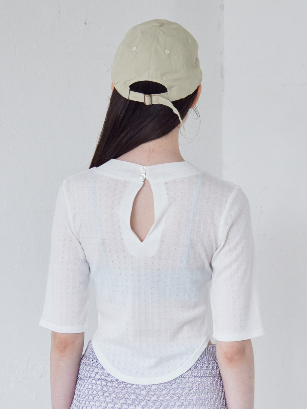 Rose embroidery eyelet short top ホワイト size:M model:170cm ALICE