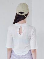 Rose embroidery eyelet short top ホワイト size:M model:170cm ALICE
