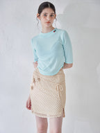 Rose crochet mini skirt ベージュ size:M model:170cm ALICE