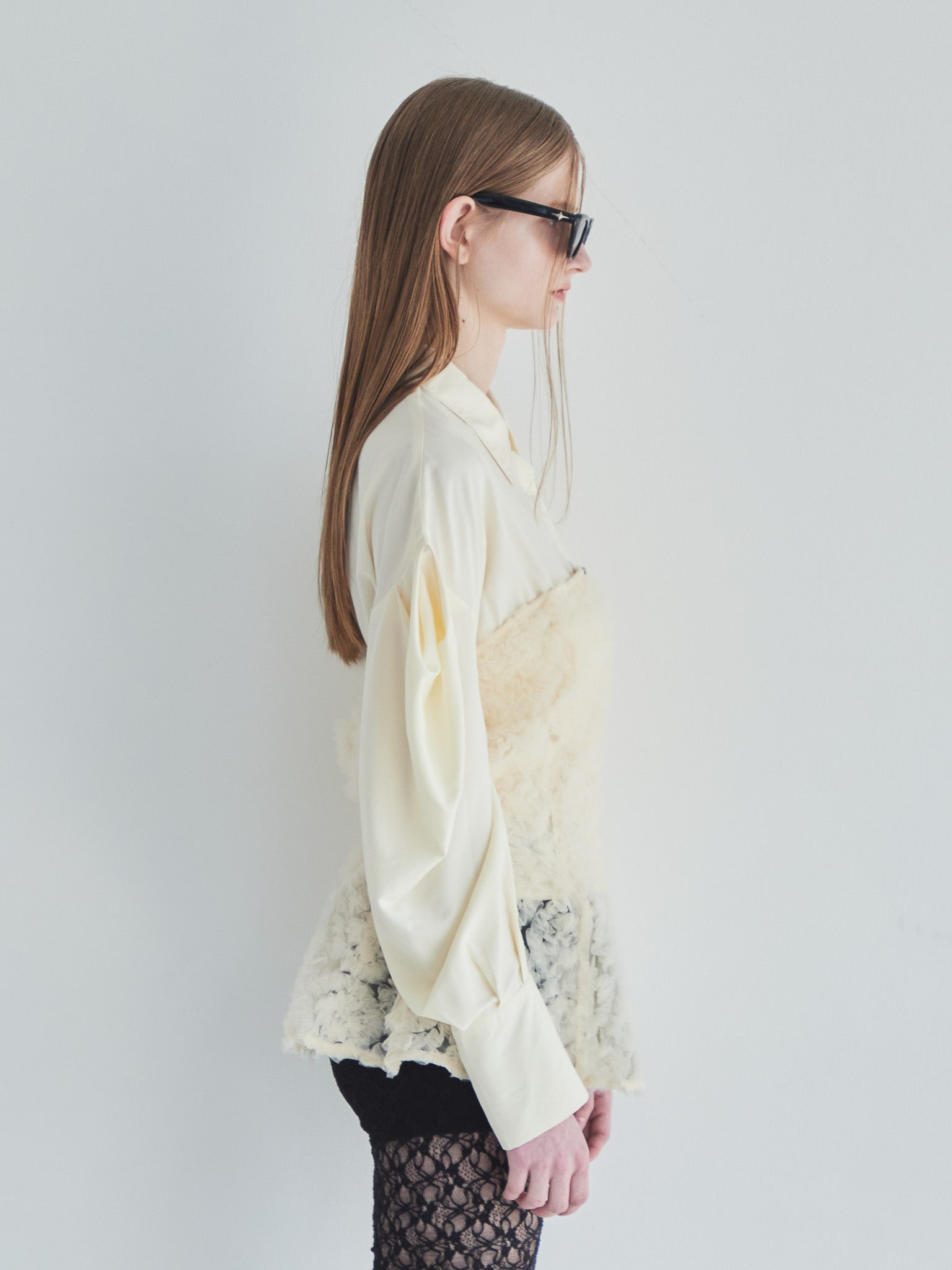 Tulle bare top & shirt set イエロー size:M model:174cm LERA