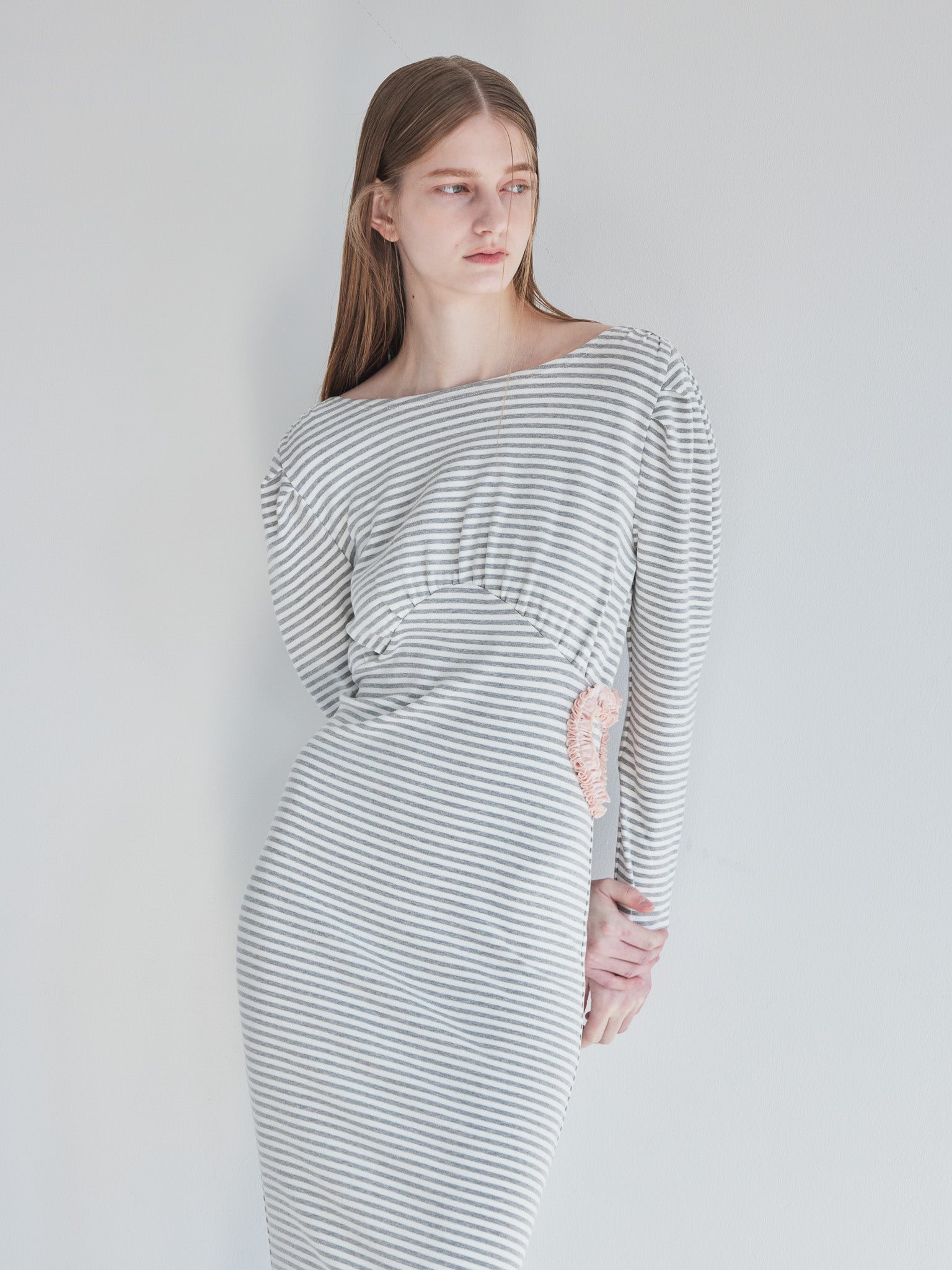 I miss you heart cut dress グレー