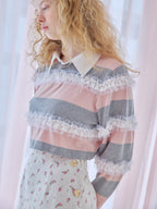 Balloon hem rugby shirt ピンク size:M model:173cm Olesia