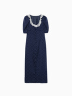 Decollete lace dress ネイビー
