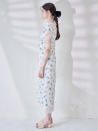 Lace trimming flower dress ブルー size:M model:170cm ALICE
