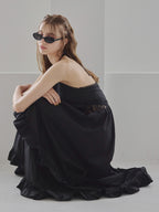 Lily embroidered apron long dress ブラック size:M model:175cm MARTA