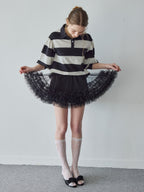 Rugby shirt and frill pants skirt ブラック size:M model:171cm ANIUTA