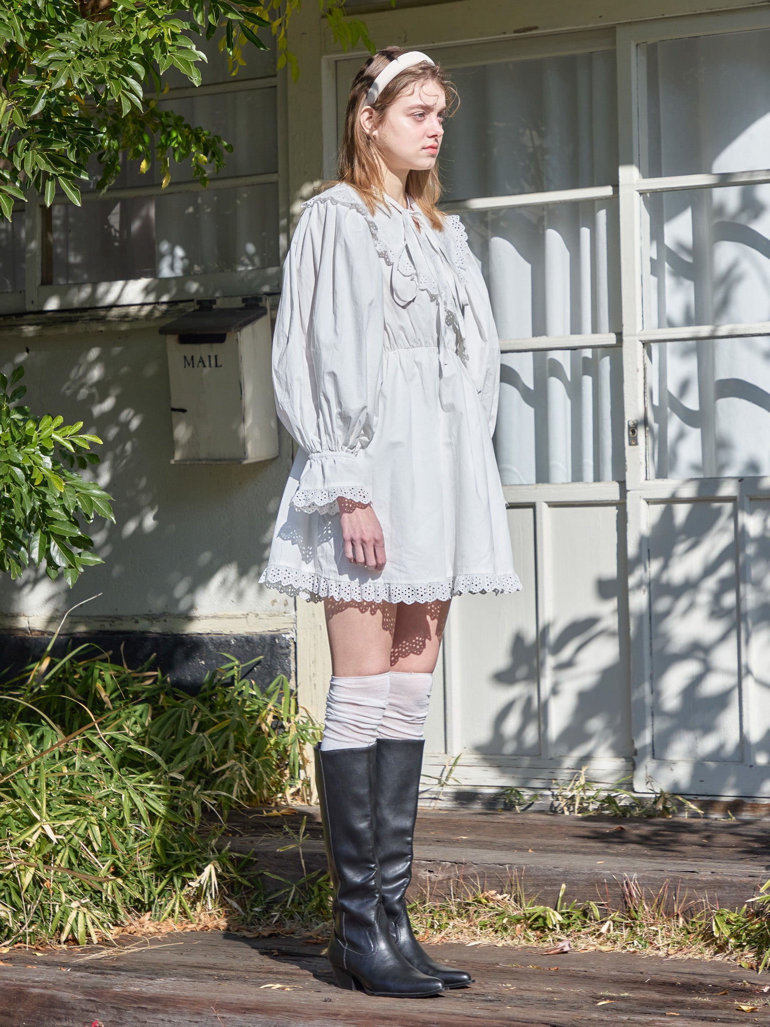 French letter collar wrap mini dress ホワイト size:M model:174cm KATERYNA