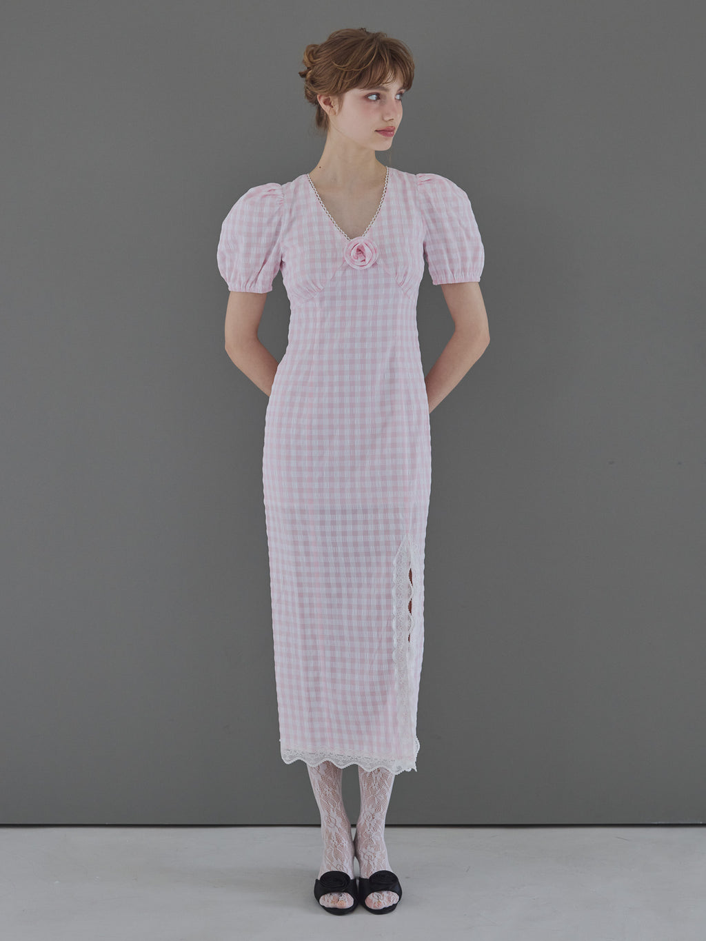 Rose gingham dress ピンク size:M model:175cm MARTA