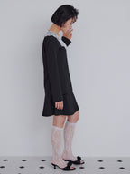 Lace trimmed tailored blouse ブラック size:M model:161cm 富樫かなえ