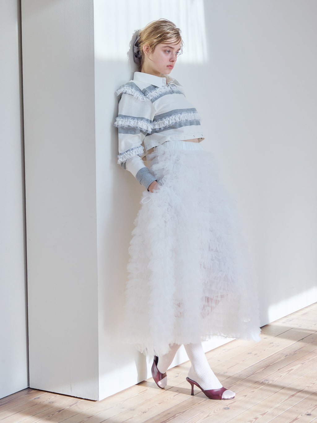 Tulle tiered volume skirt ホワイト size:M model:174cm KATERYNA