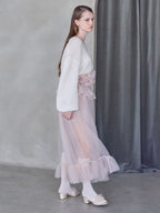 Frill tulle skirt & shorts set ピンク size:M model:173cm ALINA