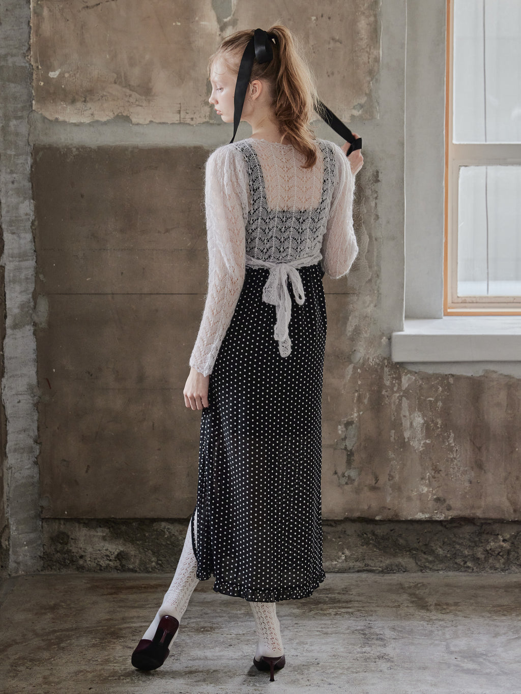 Frill slit cami dress ブラック size:M model:173cm DASHA.G