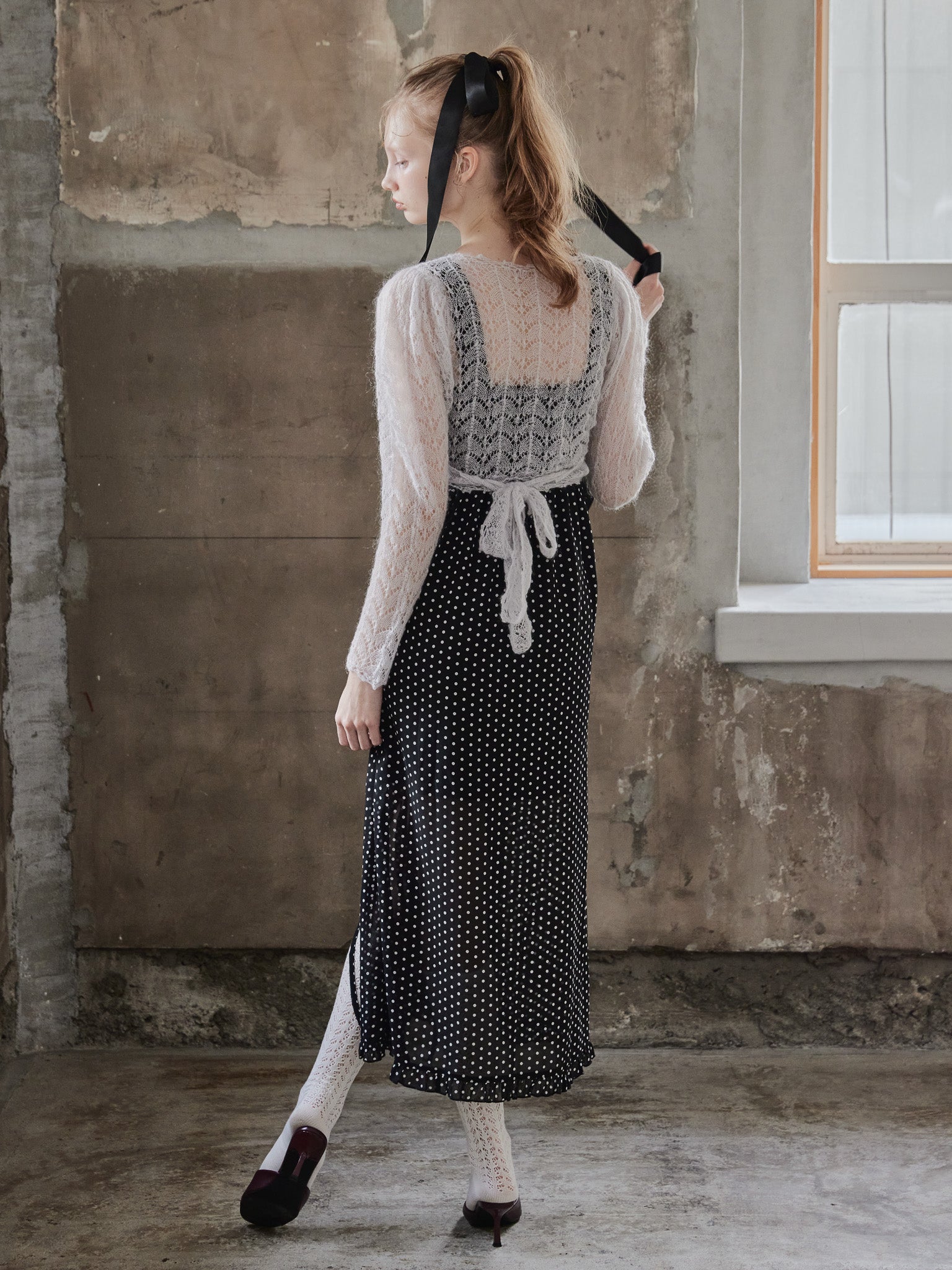 Frill slit cami dress ブラック size:M model:173cm DASHA.G