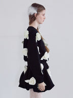 Many rose sweat top ブラック size:M model:173cm ALINA