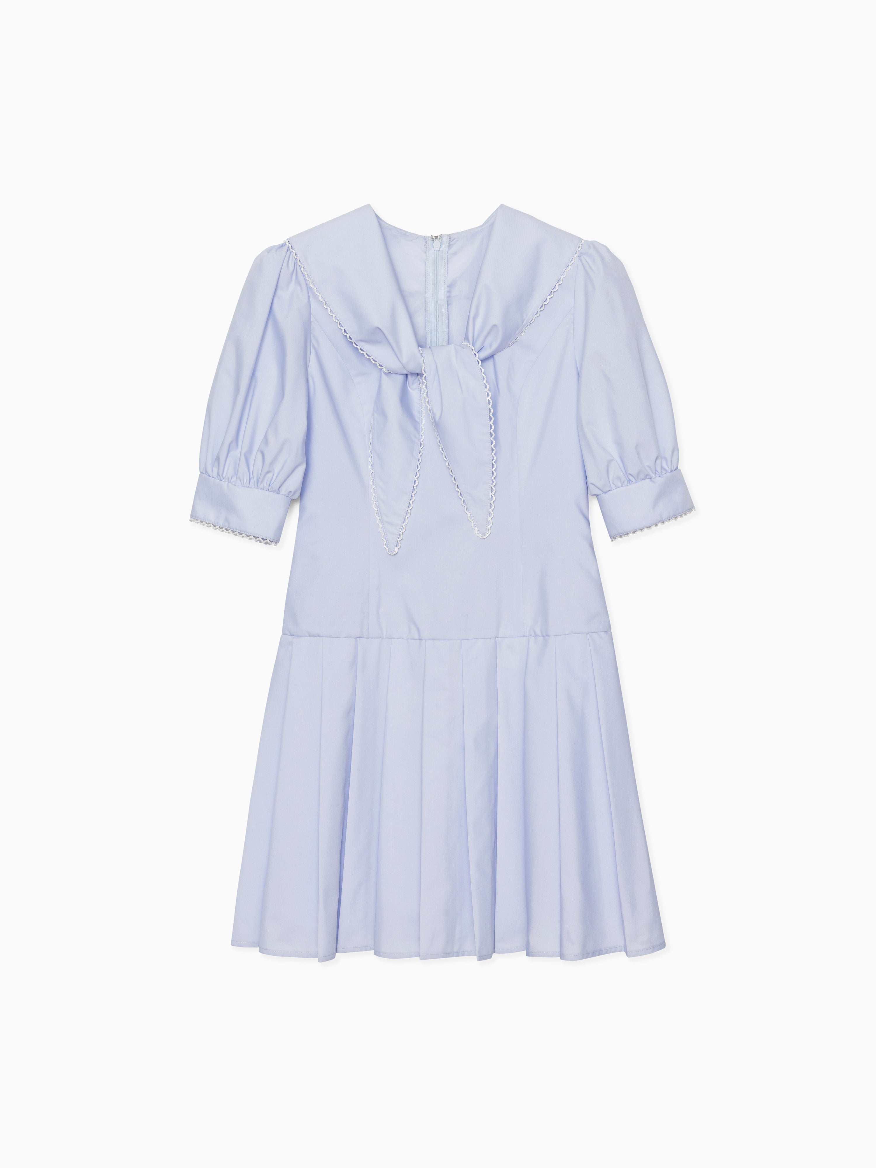 Low waist pleated mini dress ブルー