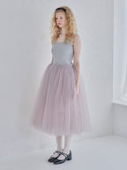 Volume tulle skirt tank dress グレー size:M model:173cm Olesia