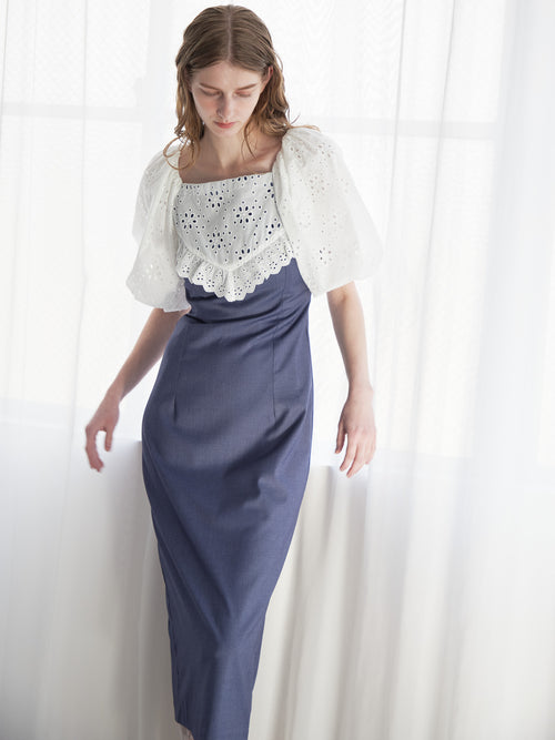 embroidered scarf dress ブルー size:M model:174cm LERA