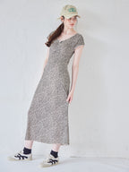 Back open print cut dress ブラウン size:M model:170cm ALICE