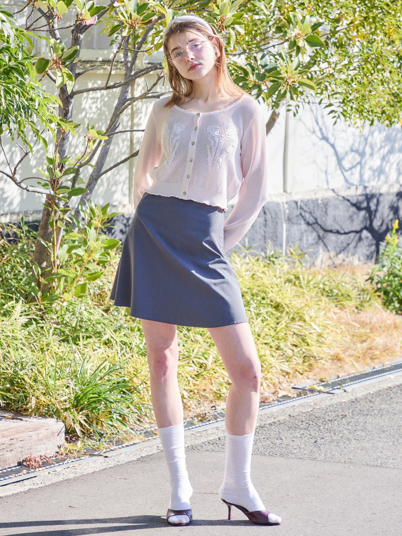 Tulip crochet cardigan ピンク size:M model:174cm KATERYNA