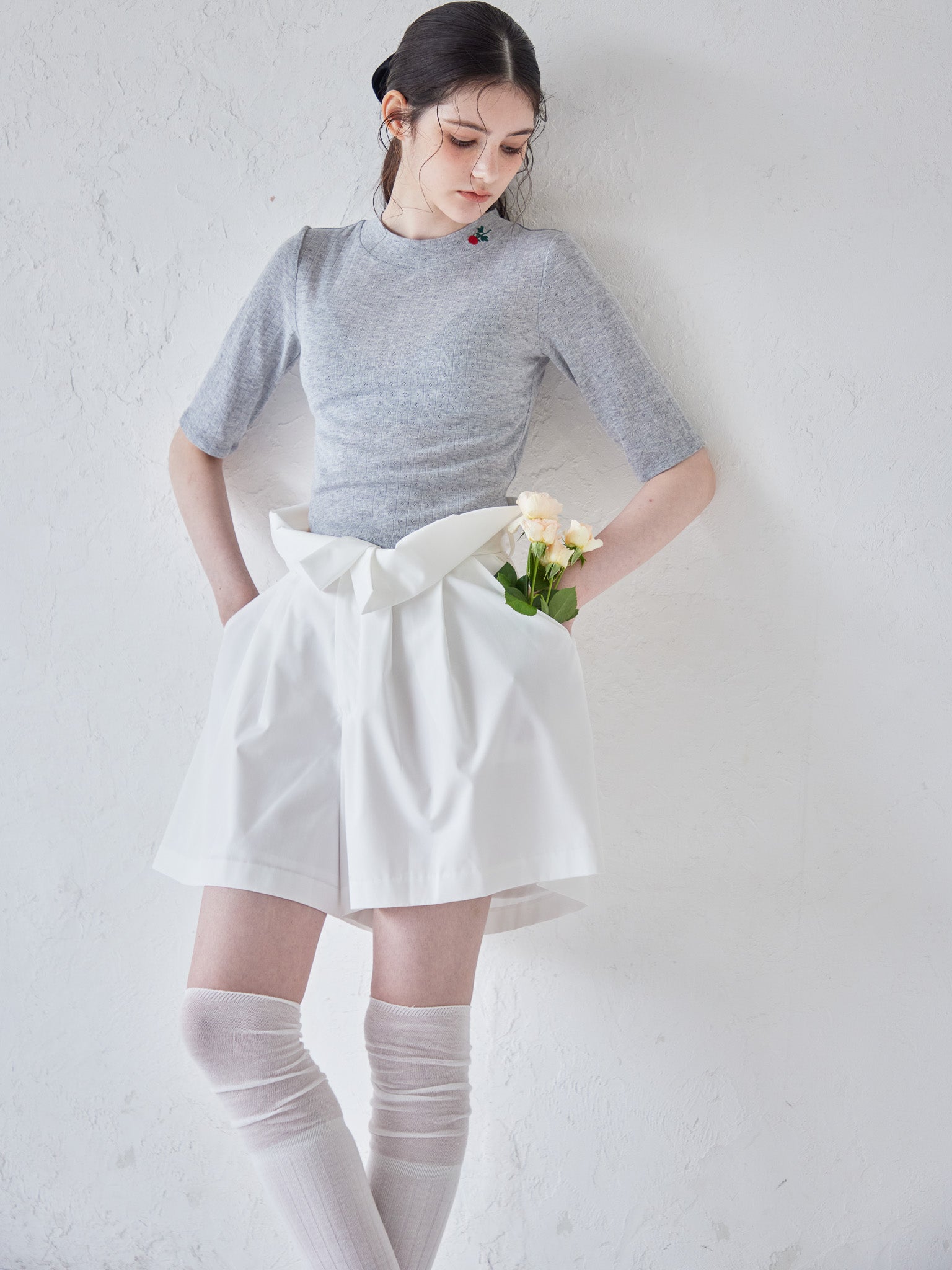 High waist volume short pants ホワイト size:M model:170cm ALICE