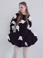Many rose sweat top ブラック size:M model:173cm ALINA
