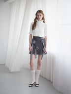 Hem tulle rib knit ホワイト size:M model:174cm LERA