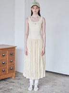 Low switching rose lace dress クリーム size:M model:170cm ALICE