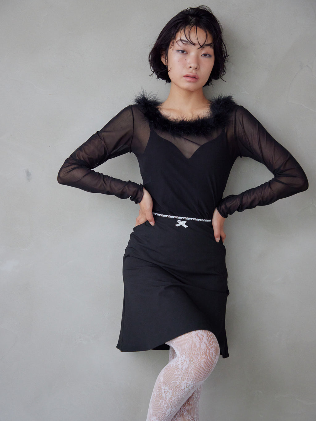 Hem flare mini skirt ブラック size:M model:161cm 富樫かなえ