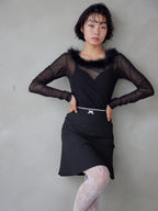 Hem flare mini skirt ブラック size:M model:161cm 富樫かなえ