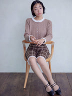 Hem lace sabrina pants ブラウン size:M model:161cm 富樫かなえ